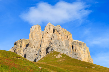 Rocks at Passo Sassolungo in Dolomites Mountains, Italy