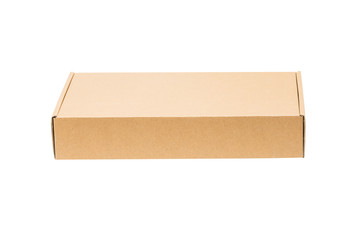 Closed shipping cardboard box isolated