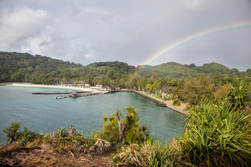 Naklejka na ściany i meble Rainbow Over Tropical Island