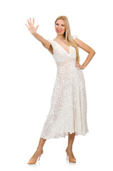 Woman in dress in fashion dress isolated on white