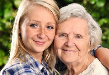 Grandmother and granddaughter.