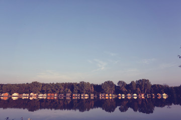 Beautiful houses on lake