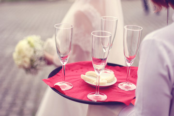 Elegant wedding glasses of champagne
