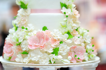 White wedding cake close up