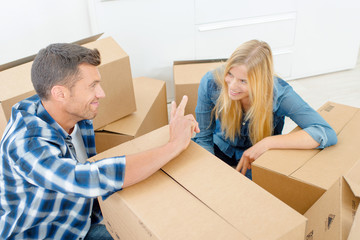 Tired couple are moving house