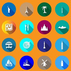 Flat icons for travel.