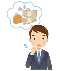 若いビジネスマン　男性　お金の心配