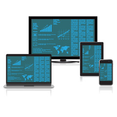 flat, design, set, analytics, elements, vector, illustration