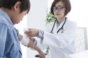 The boy being treated for arm