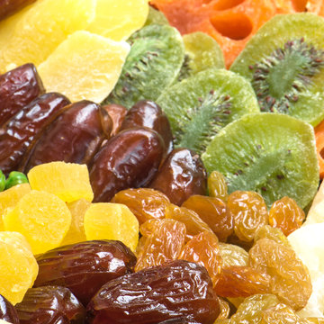 Close up mixed of dried fruits background