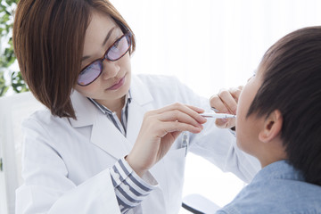 Boy has received a check of dental caries
