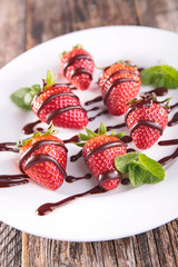 strawberry and chocolate sauce