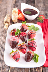 strawberry and chocolate sauce