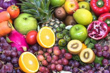 Naklejka na ściany i meble Group of fruits and vegetables organics