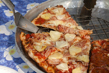 Ham with pineapple pizza