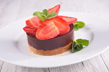 chocolate mousse and strawberry