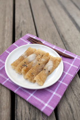 Thai snack on purple napkin vertical style