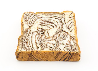 Chocolate bread on white background