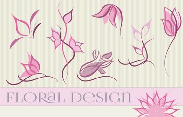 Fototapeta na wymiar Set of flower logo designs.