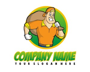 man male run delivery characer mascot logo image vector