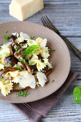Pasta with mushrooms on a plate