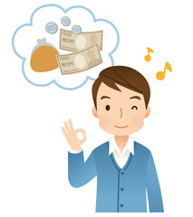 若い男性　お金　OK