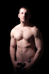 Fototapeta premium Portrait of shirtless handsome man