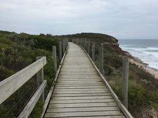 Fototapeta na wymiar Boardwalk at Bellarine peninsula, Australia