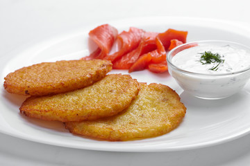 potato pancakes with salmon