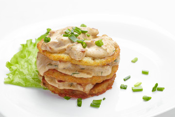 potato pancakes with sauce