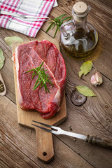 Raw beef.