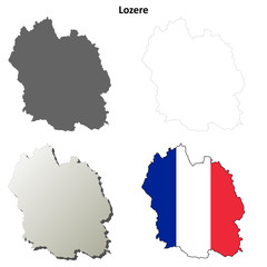 Lozere (Languedoc-Roussillon) outline map set