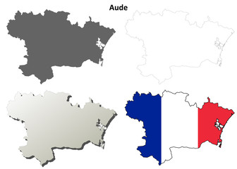 Aude (Languedoc-Roussillon) outline map set