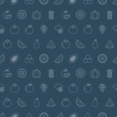 fruit line icon pattern set
