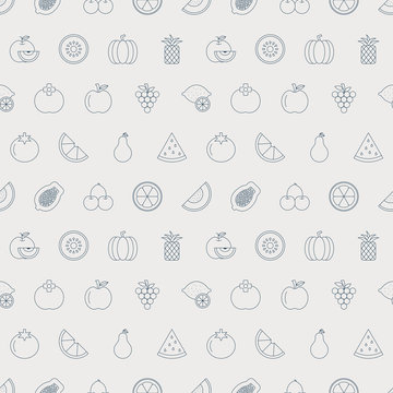 fruit line icon pattern set