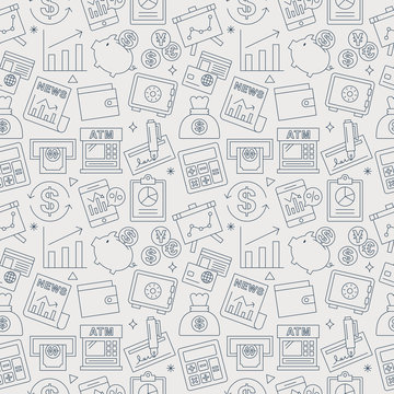 Financial Line Icon Pattern Set