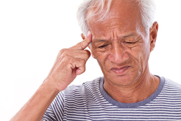 sick old man suffering from headache, migraine