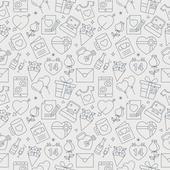 valentine's day line icon pattern set