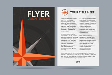 Fototapeta na wymiar Flyer design template with compass or wind rose illustration on