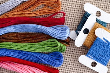 Cross stitch threads and embroidery thread cards