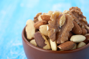 Mix nuts  on wooden background