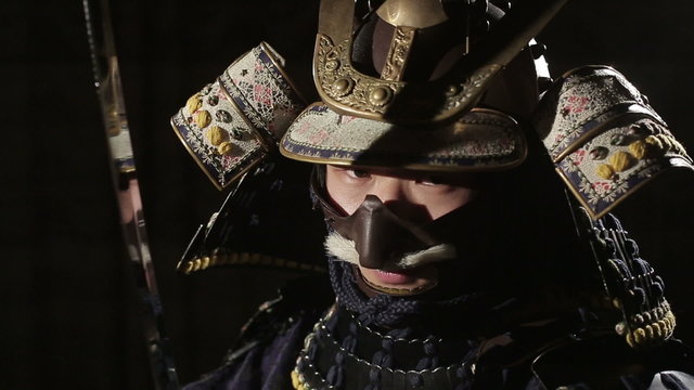 samurai ready to fight, close up