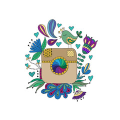 Sketch of a photo camera drawn by hand