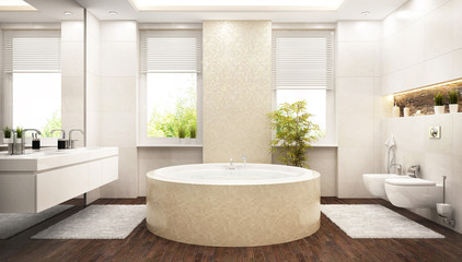 Fototapeta na wymiar Bathroom with a round bath