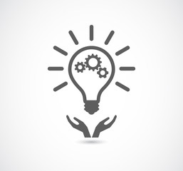 hand support lightbulb gear cogs wheel