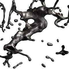Fototapeta premium Splash of black fuel oil isolated on white background