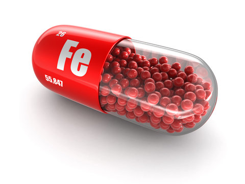 Vitamin capsule Fe (clipping path included).
