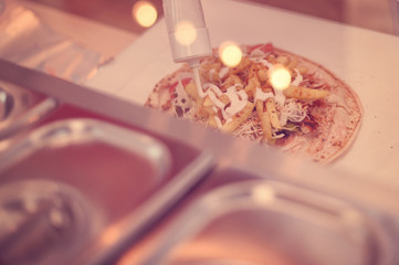Preparing shawarma