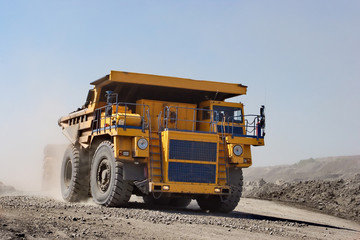 Coal mining. The truck transporting coal.