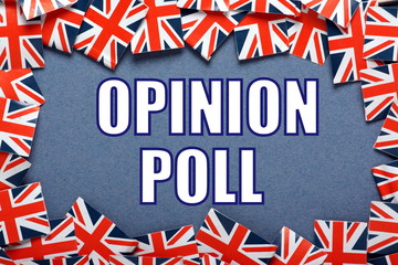 Opinion Poll for UK election with Union Jack Flags